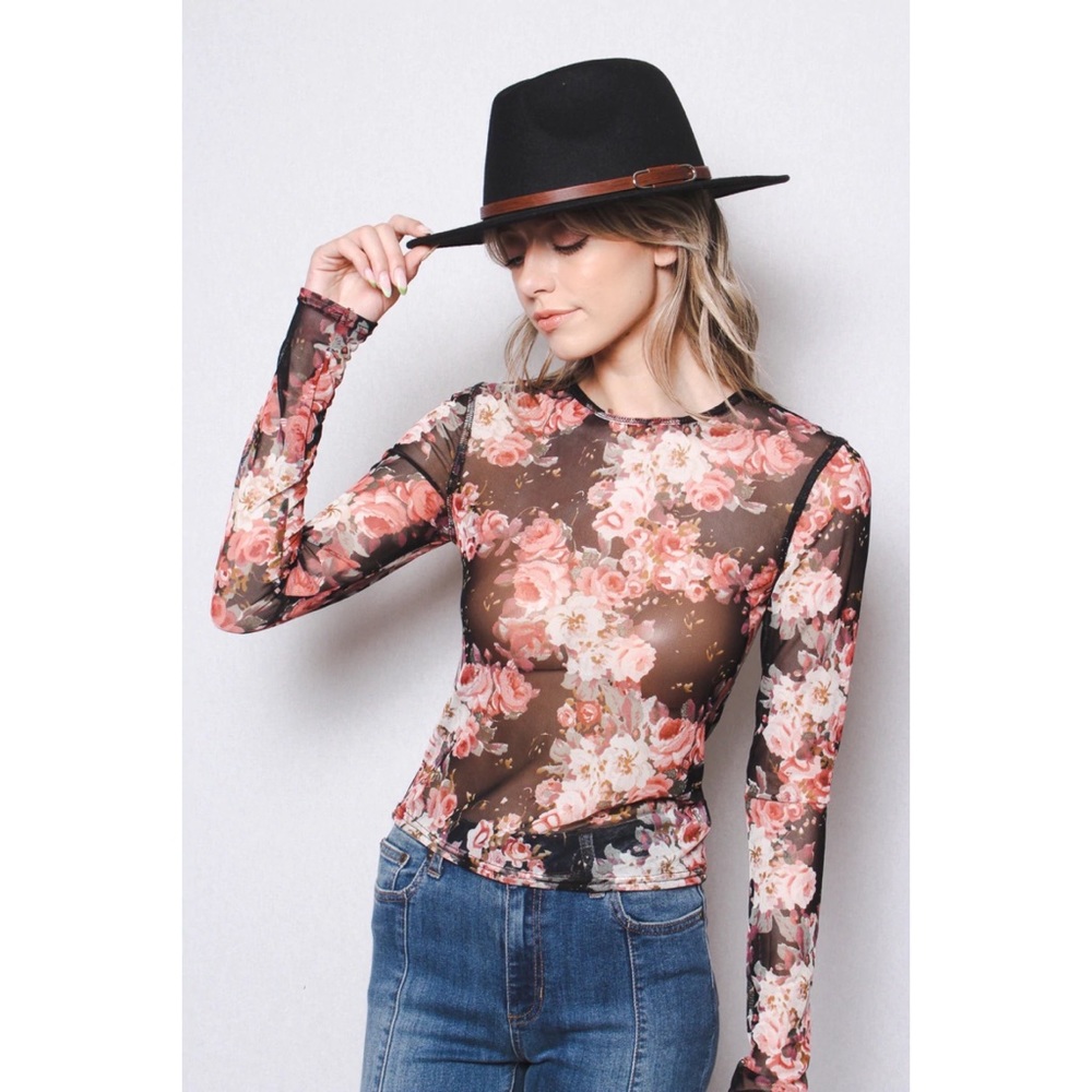 FLORAL MESH TOP